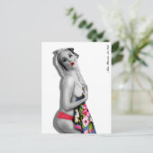 Retro Pin Up Meisje Briefkaart Wit (Staand voorkant)