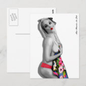 Retro Pin Up Meisje Briefkaart Wit (Voorkant / Achterkant)