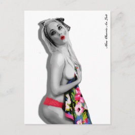 Retro Pin Up Meisje Briefkaart Wit