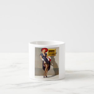 Retro Pin-Up Meisje Espresso Kop