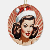 Retro Pin Up Meisje Kerstmis Keramisch Ornament (Links)
