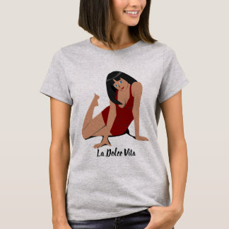 Retro Pin-Up Meisje La Dolce Vita Grafische T-Shir T-shirt