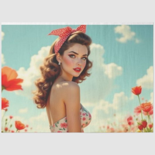 Retro Pin-Up Meisje met een Pop-Art Twist Decoupag Tissuepapier (Voorkant)