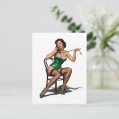 Retro Pin-up meisje met groene schoenen Briefkaart (Staand voorkant)