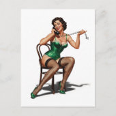 Retro Pin-up meisje met groene schoenen Briefkaart (Voorkant)