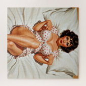 Retro Pin-up Meisje met Rode Polka Dot PJ's Legpuzzel (Horizontaal)