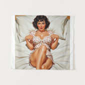 Retro Pin-up Meisje met Rode Polka Dot PJ's Wandkleed (Voorkant (horizontaal))
