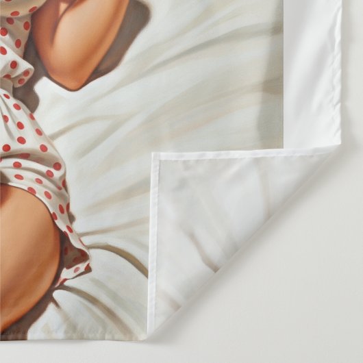 Retro Pin-up Meisje met Rode Polka Dot PJ's Wandkleed (Detail)