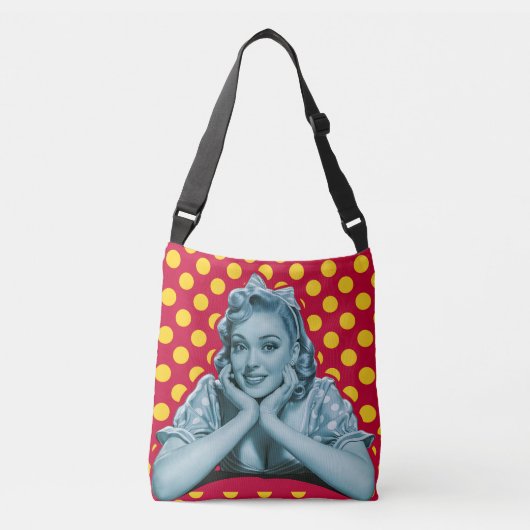 Retro Pin-Up Meisje Pop Kunst Crossbody Tas (Voorkant)
