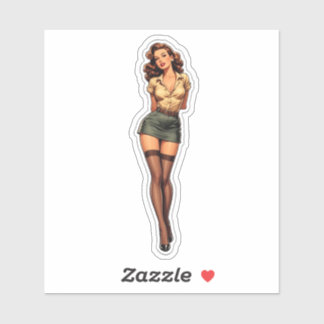 Retro Pin-Up Meisje Sticker - 1940's Stijl Decal