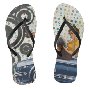Retro Pin-up Meisje Teenslippers