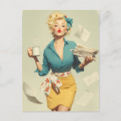 Retro Pin-Up Office Chic Briefkaart (Voorkant)