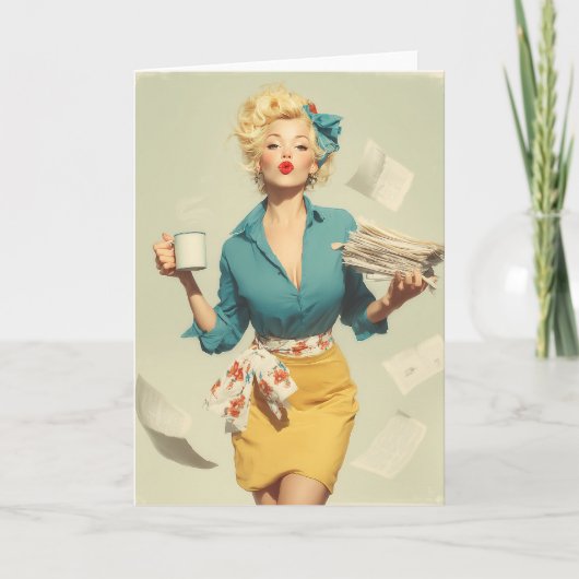 Retro Pin-Up Office Chic Kaart (Voorkant)