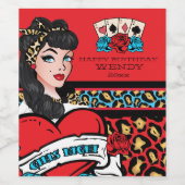 Retro Pin-up, Rock-A-Billy Wijn Etiket (Enkel label)