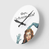 Retro Pin-up Running Late Oops Clock  Ronde Klok (Hoek)