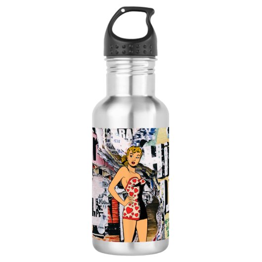 Retro Pin-Up Street Pop Fles (Voorkant)