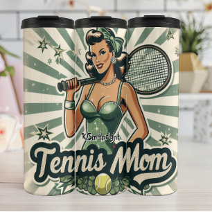Retro Pin-Up Tennis Mom Art Thermosbeker