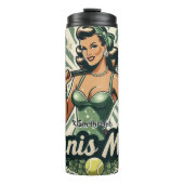 Retro Pin-Up Tennis Mom Art Thermosbeker (Voorkant)