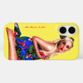 Retro Pin Up Tropical Beach Meisje Gele Telefoon C Case-Mate iPhone Case (Achterkant (horizontaal))