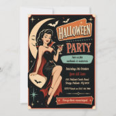 Retro Pin-Up Vampier Halloween Feest Uitnodiging (Voorkant)