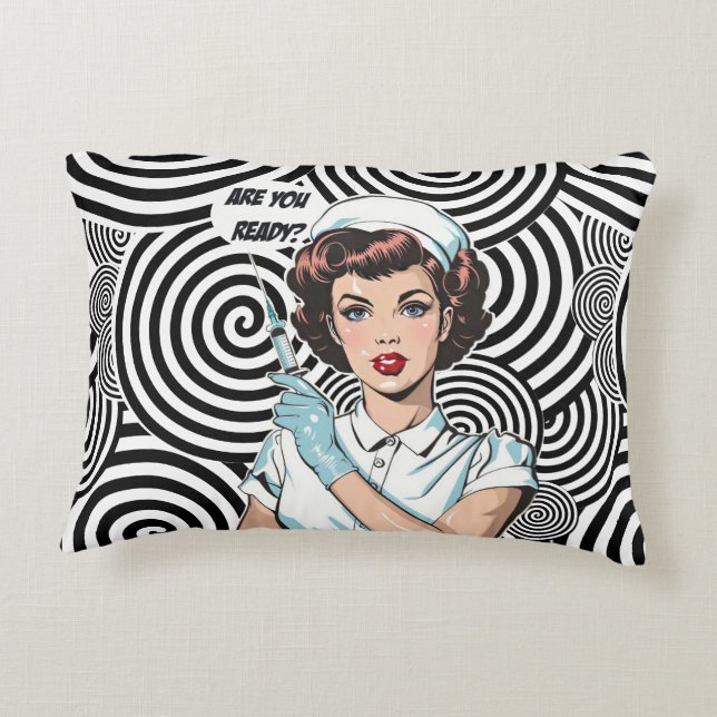 retro pin-up verpleegkundige accent kussen (Achterkant)