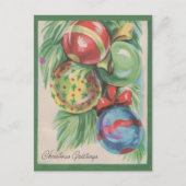  Retro Pine Branch Ball-kerstgroeten Feestdagenkaart (Voorkant)