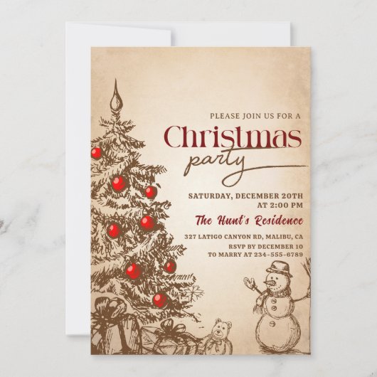  Retro Pine Tree Kerstfeest Kaart (Voorkant)