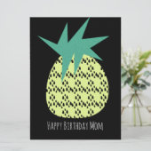 Retro Pineapple Happy Birthday Yellow Black Kaart (Staand voorkant)
