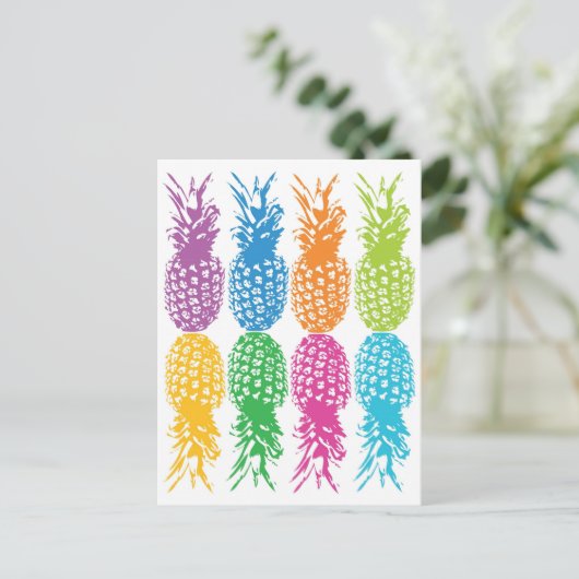 Retro Pineapple Hawaii-kaart Briefkaart (Staand voorkant)