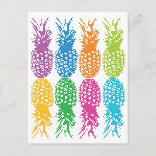Retro Pineapple Hawaii-kaart Briefkaart (Voorkant)