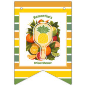 Retro Pineapple Pickleball Vrijgezellenfeest Foto Vlaggetjes (Derde vlag)