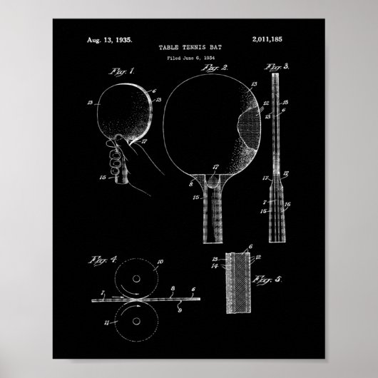Retro Ping Pong Paddle  Table Tennis T-shirt Poster (Voorkant)
