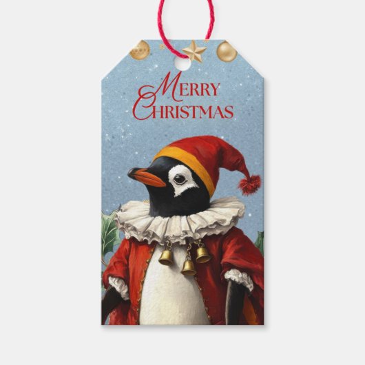 RETRO PINGOËN KADOETIKET PRETTIG KERSTFEES CADEAULABEL (Voorkant)