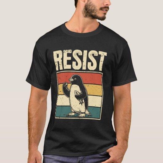 Retro Pinguïn Weerstaat Pinguïns Activisme Grappig T-shirt (Voorkant)