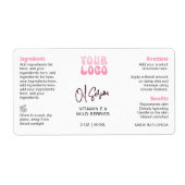 Retro Pink 2oz Dropper Bottle Wraparound Etiket (Voorkant)