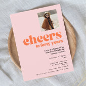 Retro Pink & Abrikoos, 40e verjaardag uitnodiging