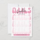 Retro Pink Acrylic Nails Care Guide Display Cards (Voorkant)