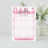Retro Pink Acrylic Nails Care Guide Display Cards (Staand voorkant)