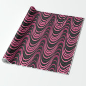 Retro Pink and Black Wavy Abstract Pattern Cadeaupapier (Uitgerold)