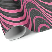 Retro Pink and Black Wavy Abstract Pattern Cadeaupapier (Rol Hoek)