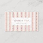 Retro Pink And Brown Heart Stripes Bakery Visitekaartje (Voorkant)