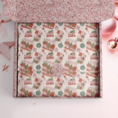 Retro Pink and Green Holiday Joy Tissuepapier