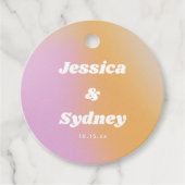 Retro Pink and Orange Gradient Wedding Bedankjes Labels (Voorkant)