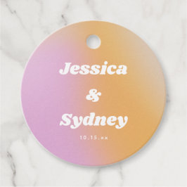 Retro Pink and Orange Gradient Wedding Bedankjes Labels
