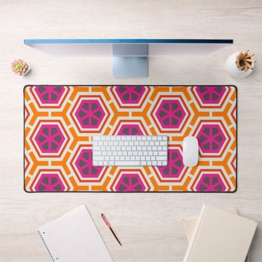 Retro Pink and Orange Modern Geometric Pattern Bureaumat (Kantoor 1)