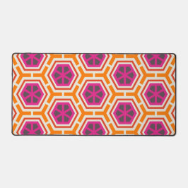 Retro Pink and Orange Modern Geometric Pattern Bureaumat