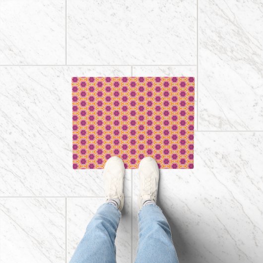 Retro Pink and Orange Modern Geometric Pattern Deurmat (Binnen)