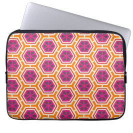 Retro Pink and Orange Modern Geometric Pattern Laptop Sleeve