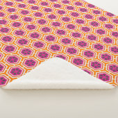 Retro Pink and Orange Modern Geometric Pattern Sherpa Deken (3/4)