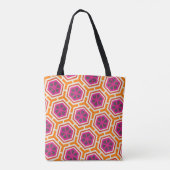 Retro Pink and Orange Modern Geometric Pattern Tote Bag (Achterkant)